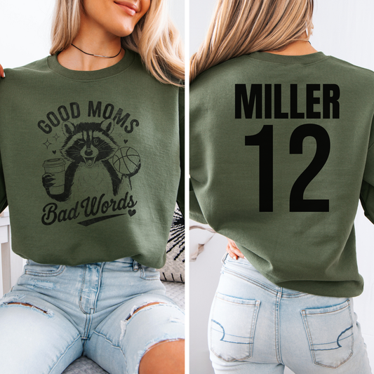 Good Moms Bad Words Basketball Crewneck