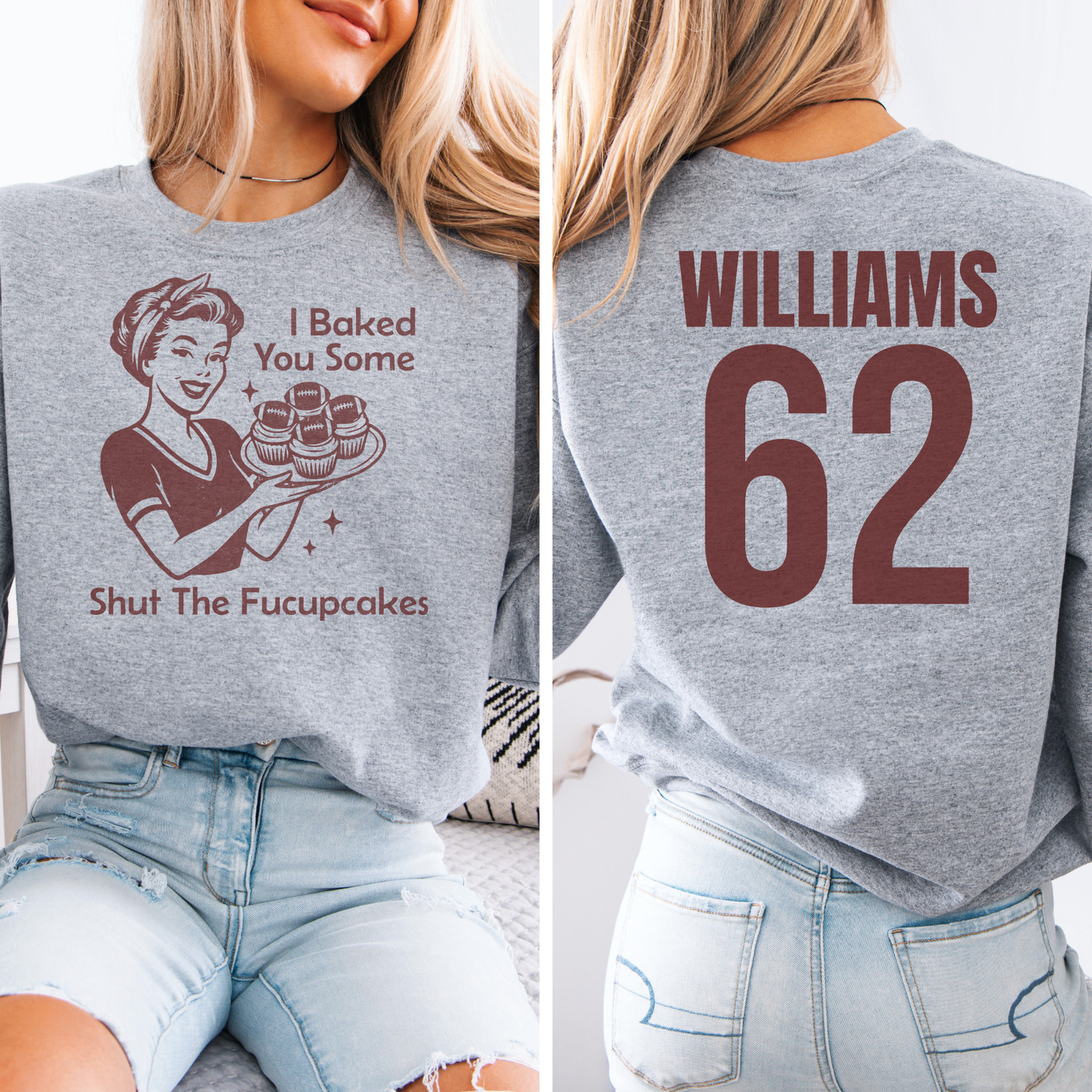 I Baked You Some Football Cupcakes Crewneck