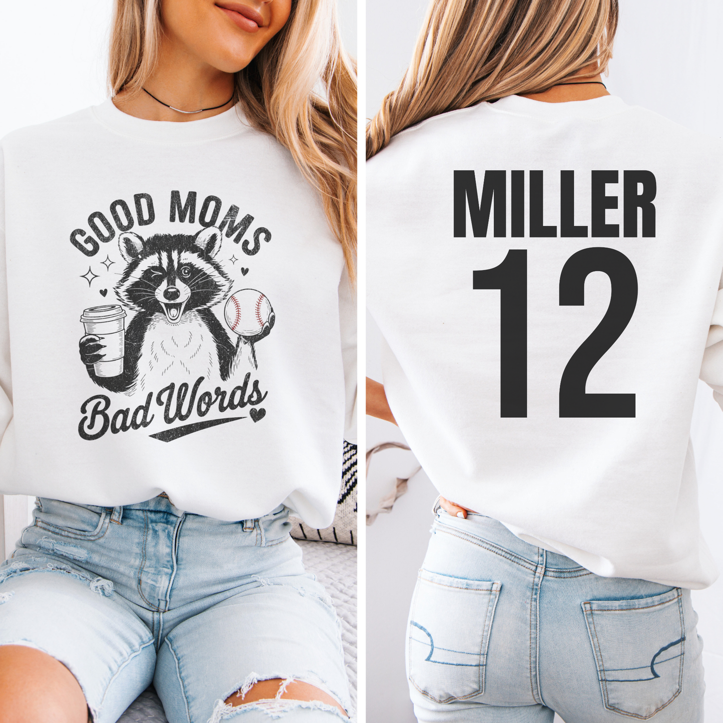 Good Moms Bad Words Baseball Crewneck