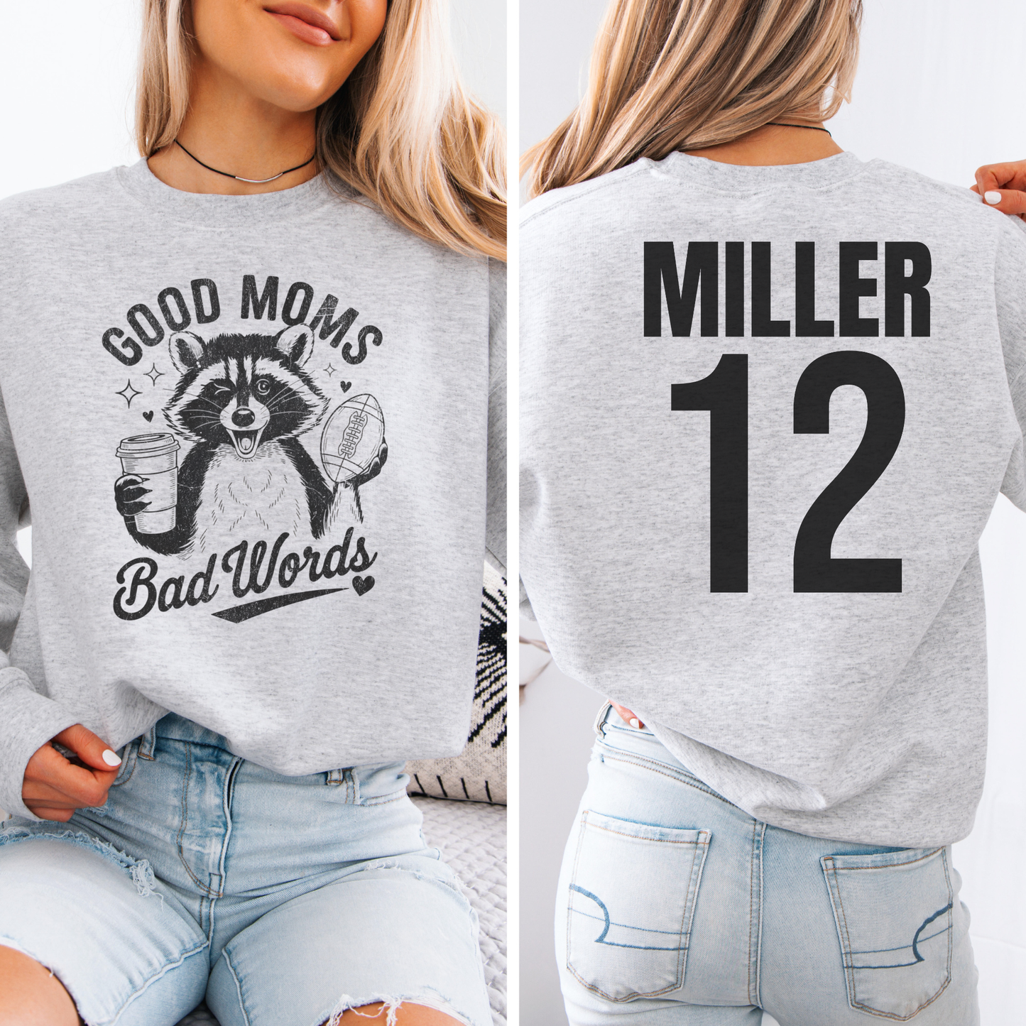 Good Moms Bad Words Football Crewneck