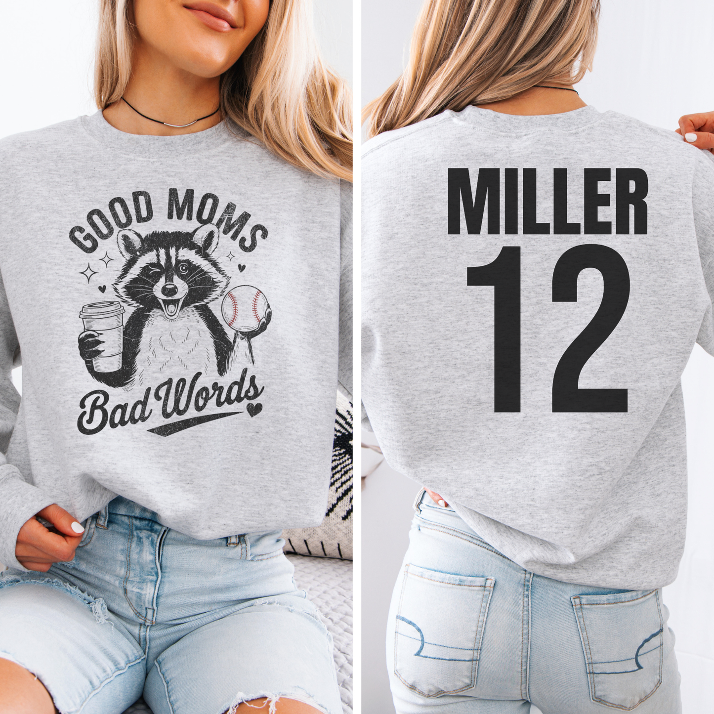 Good Moms Bad Words Baseball Crewneck