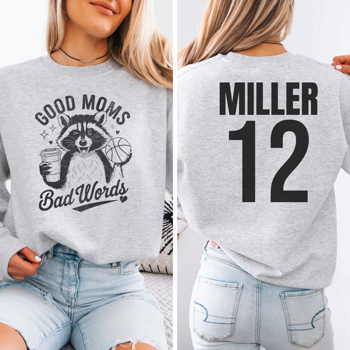 Good Moms Bad Words Basketball Crewneck