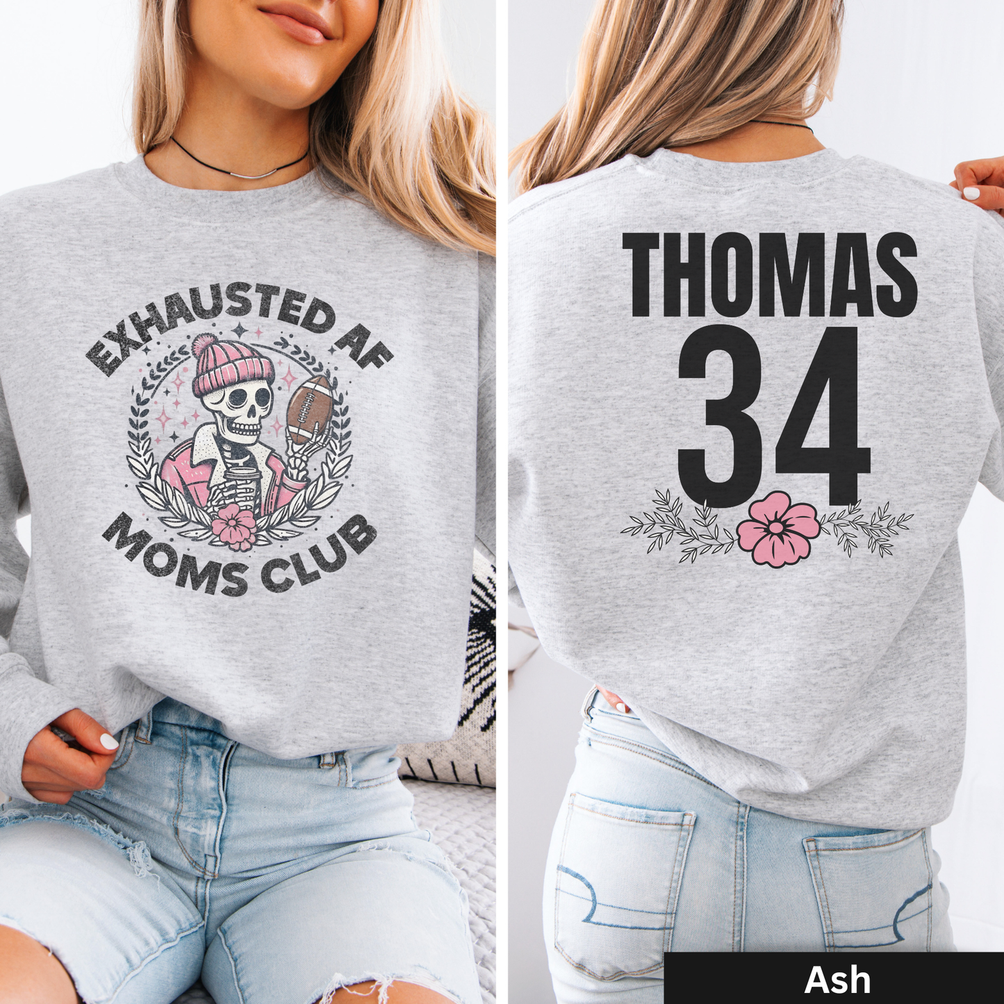 Exhausted AF Football Moms Club Crewneck