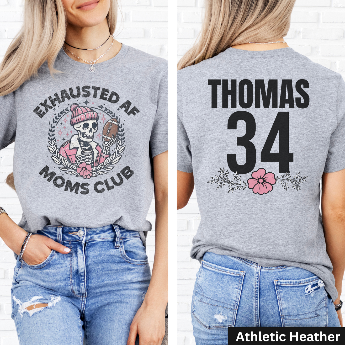 Exhausted AF Football Moms Club T-Shirt