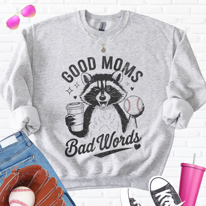 Good Moms Bad Words Baseball Crewneck