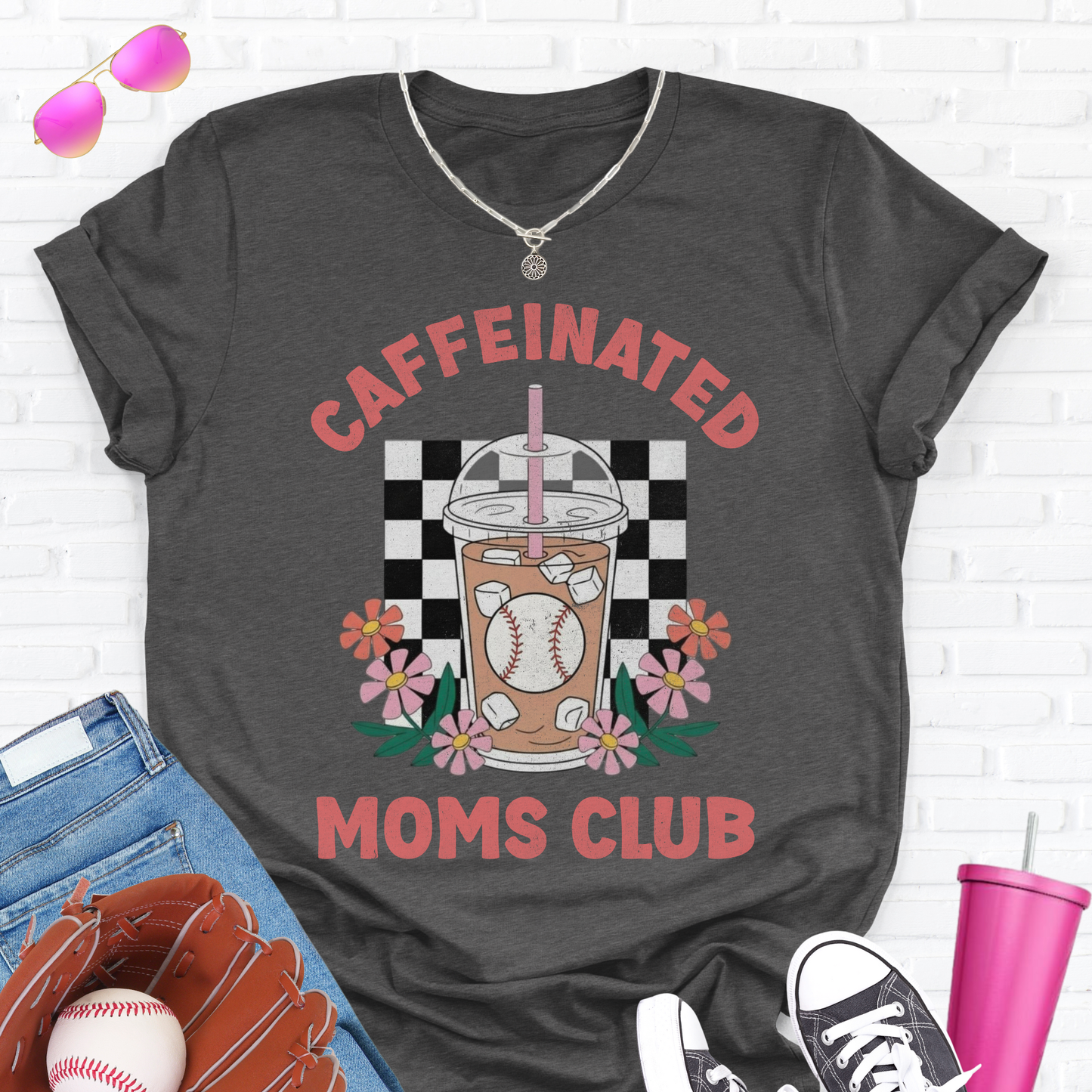 Caffeinated Moms Baseball Club T-Shirt