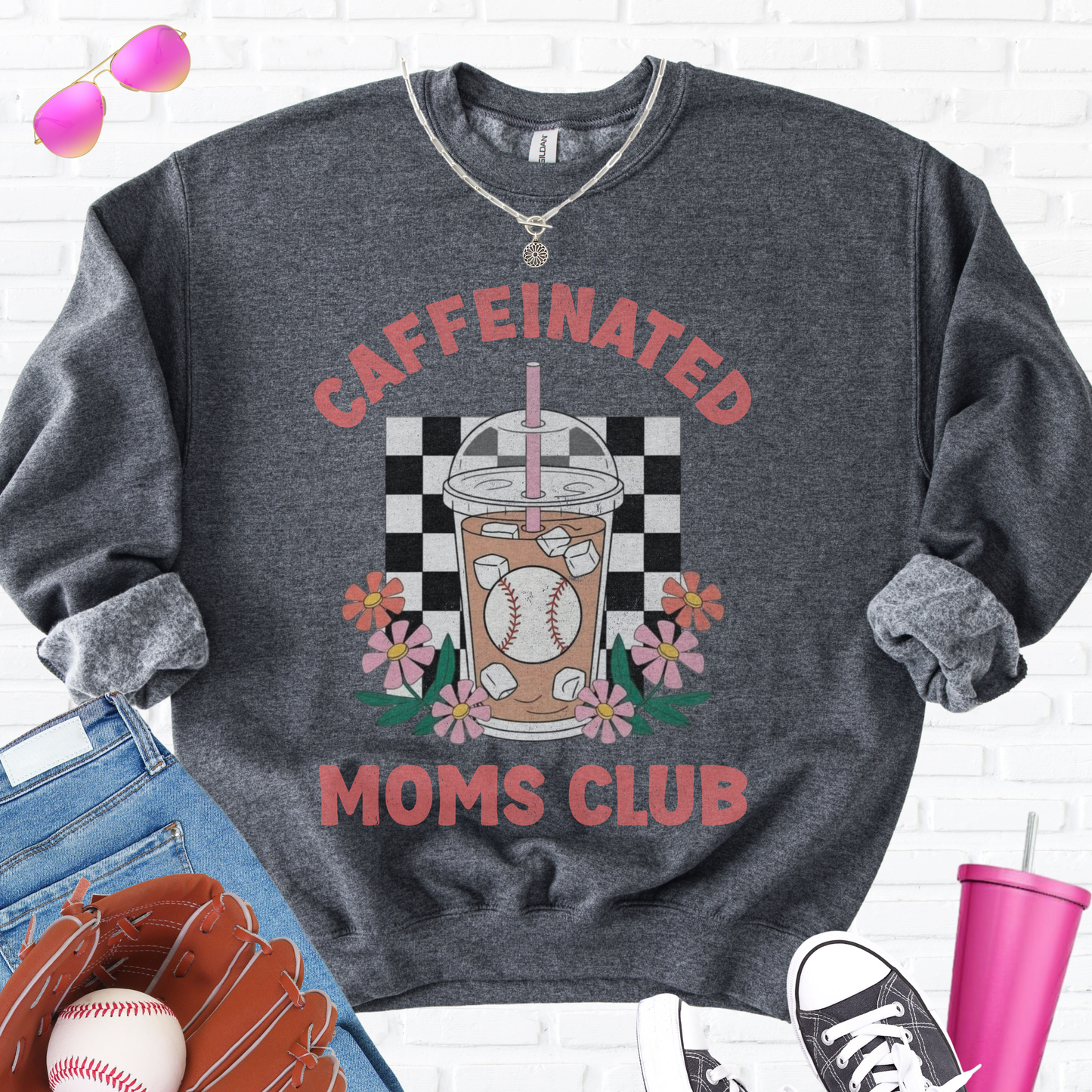 Caffeinated Moms Baseball Club Crewneck