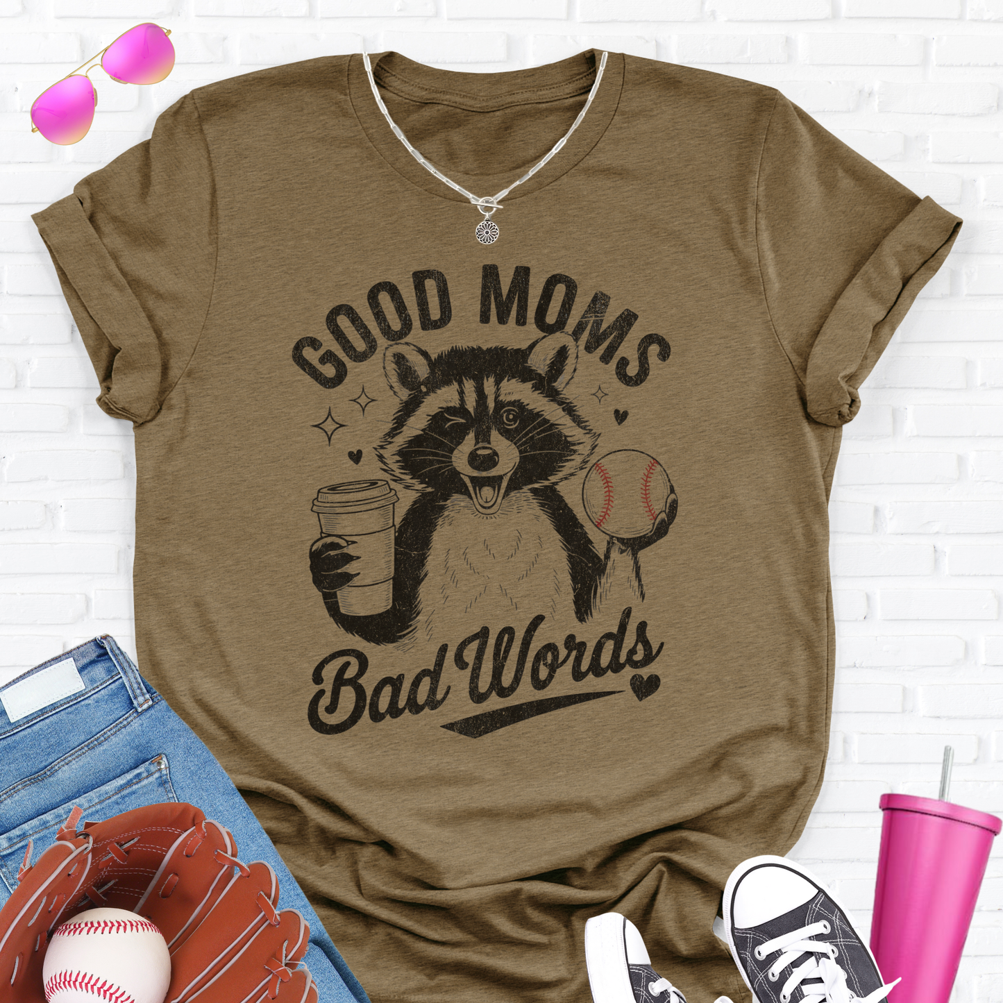 Good Moms Bad Words Baseball T-Shirt
