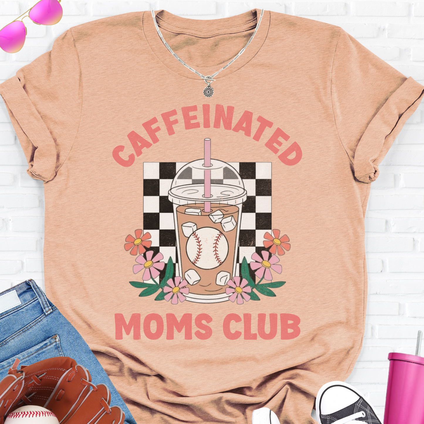 Caffeinated Moms Baseball Club T-Shirt