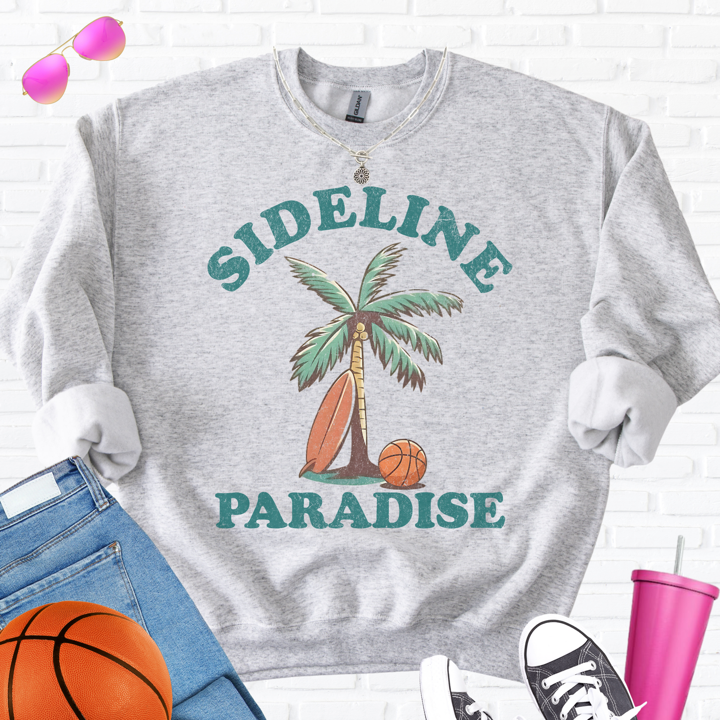 Sideline Paradise Basketball Crewneck