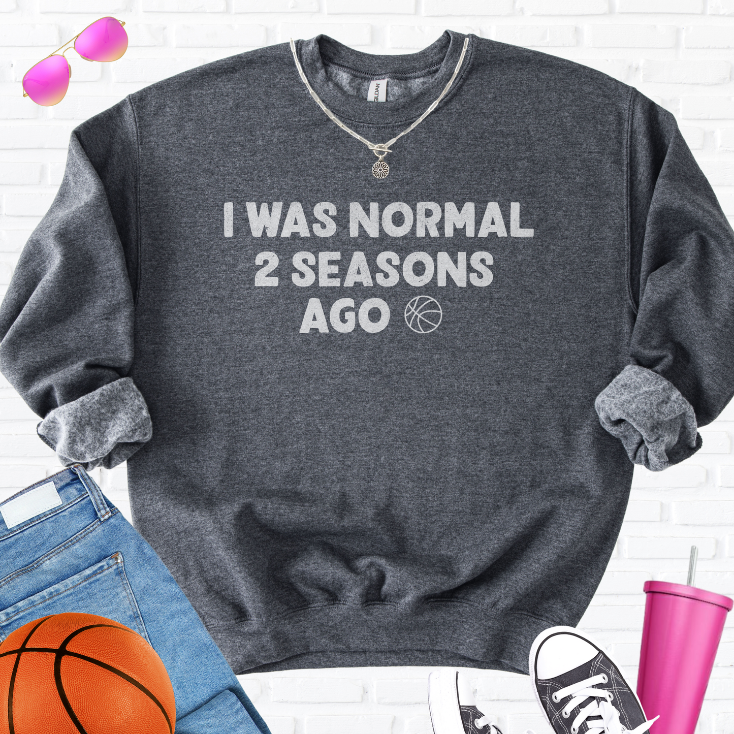 I Was Normal Basketball Crewneck