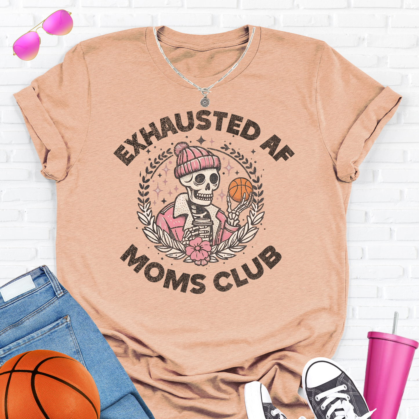 Exhausted AF Basketball Moms Club T-Shirt