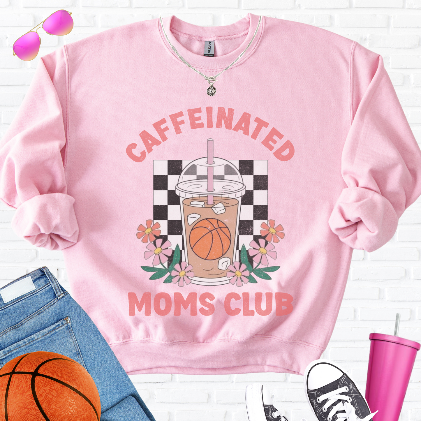 Caffeinated Moms Basketball Club Crewneck