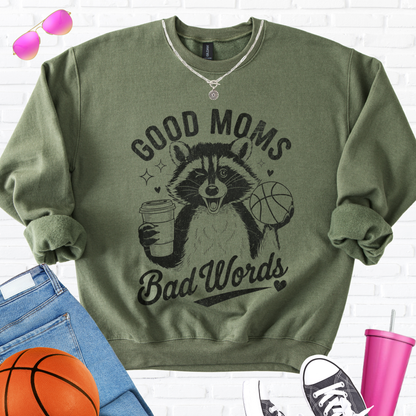 Good Moms Bad Words Basketball Crewneck