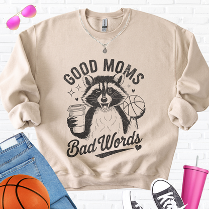 Good Moms Bad Words Basketball Crewneck