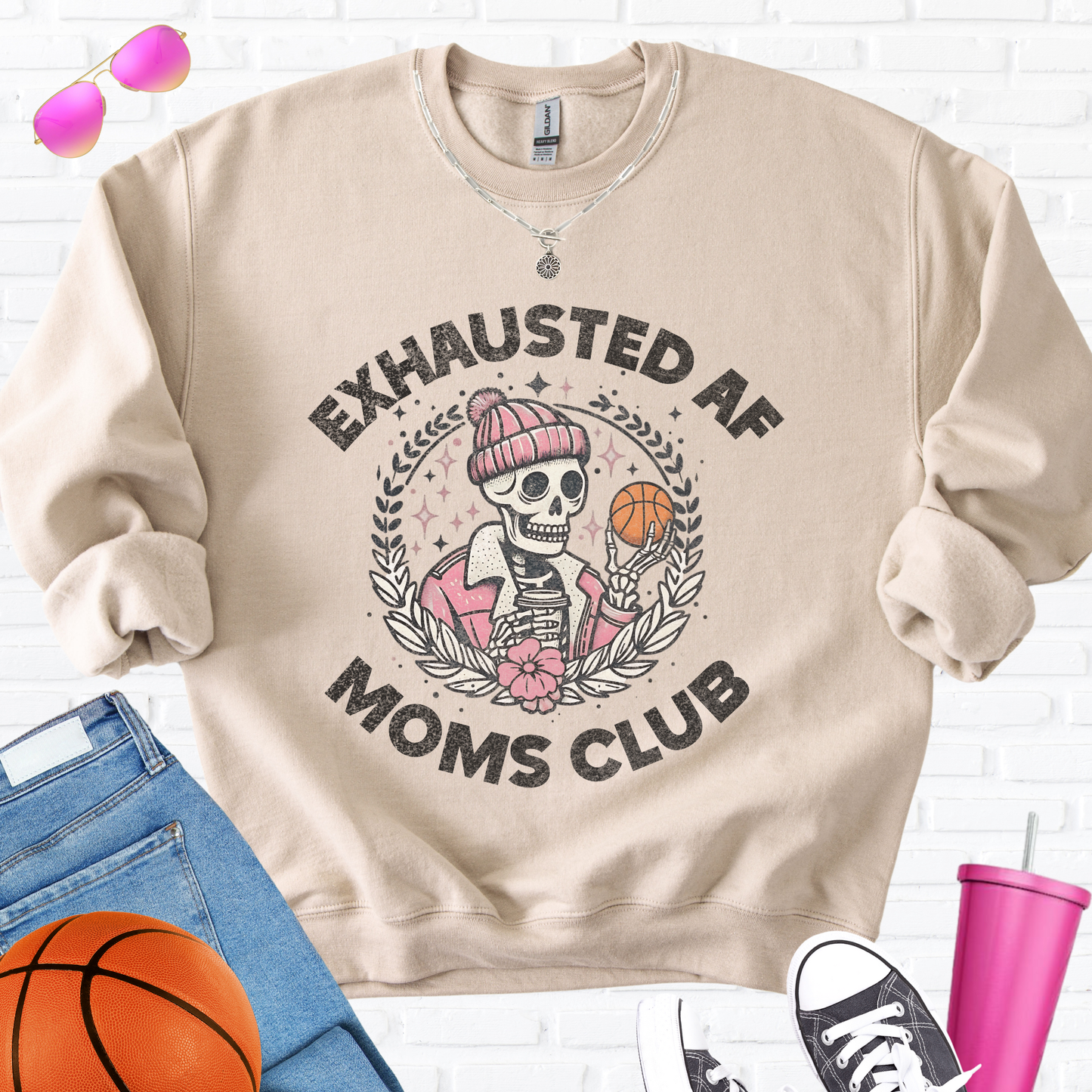 Exhausted AF Basketball Moms Club Crewneck