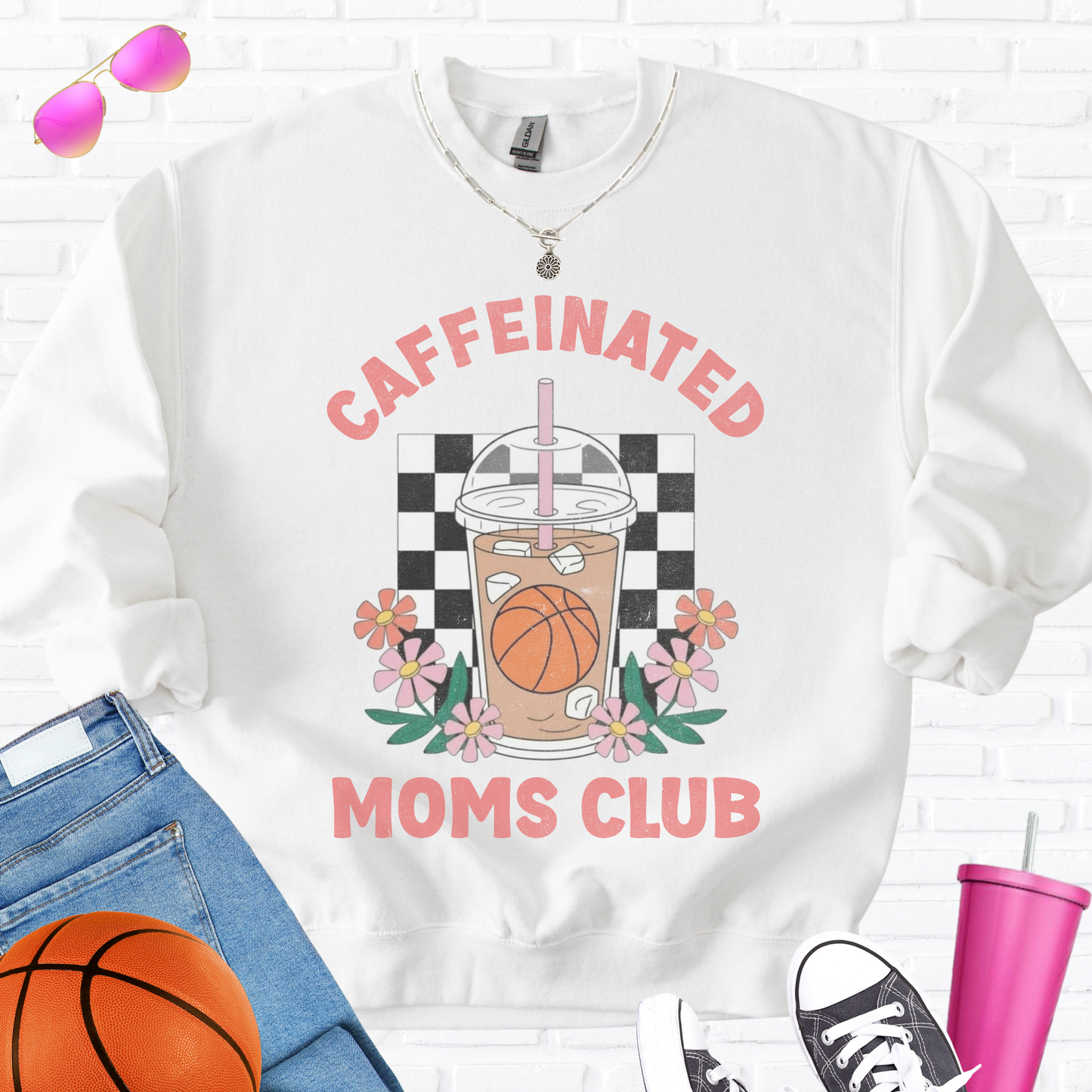 Caffeinated Moms Basketball Club Crewneck