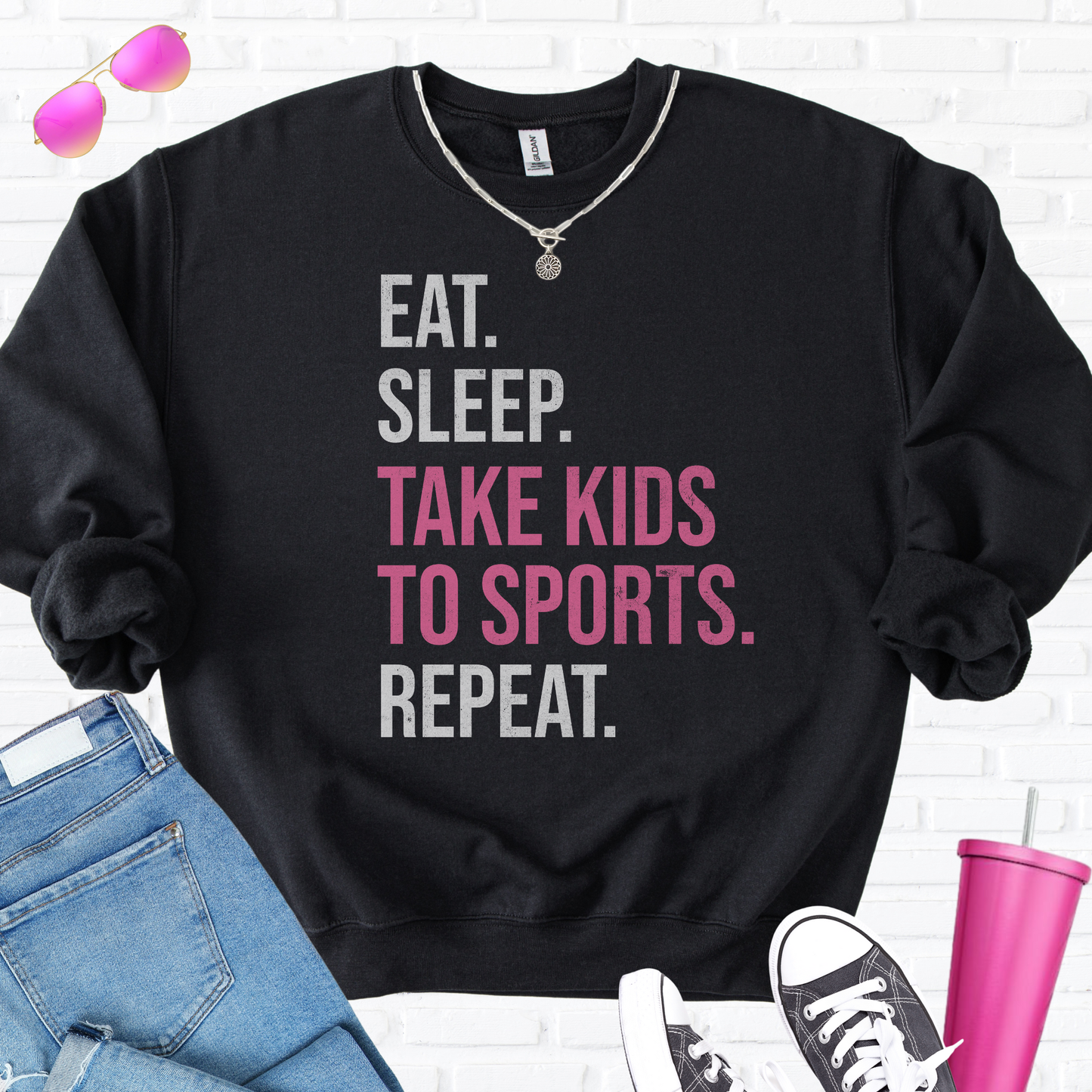 Eat Sleep Take Kids To Sports Crewneck