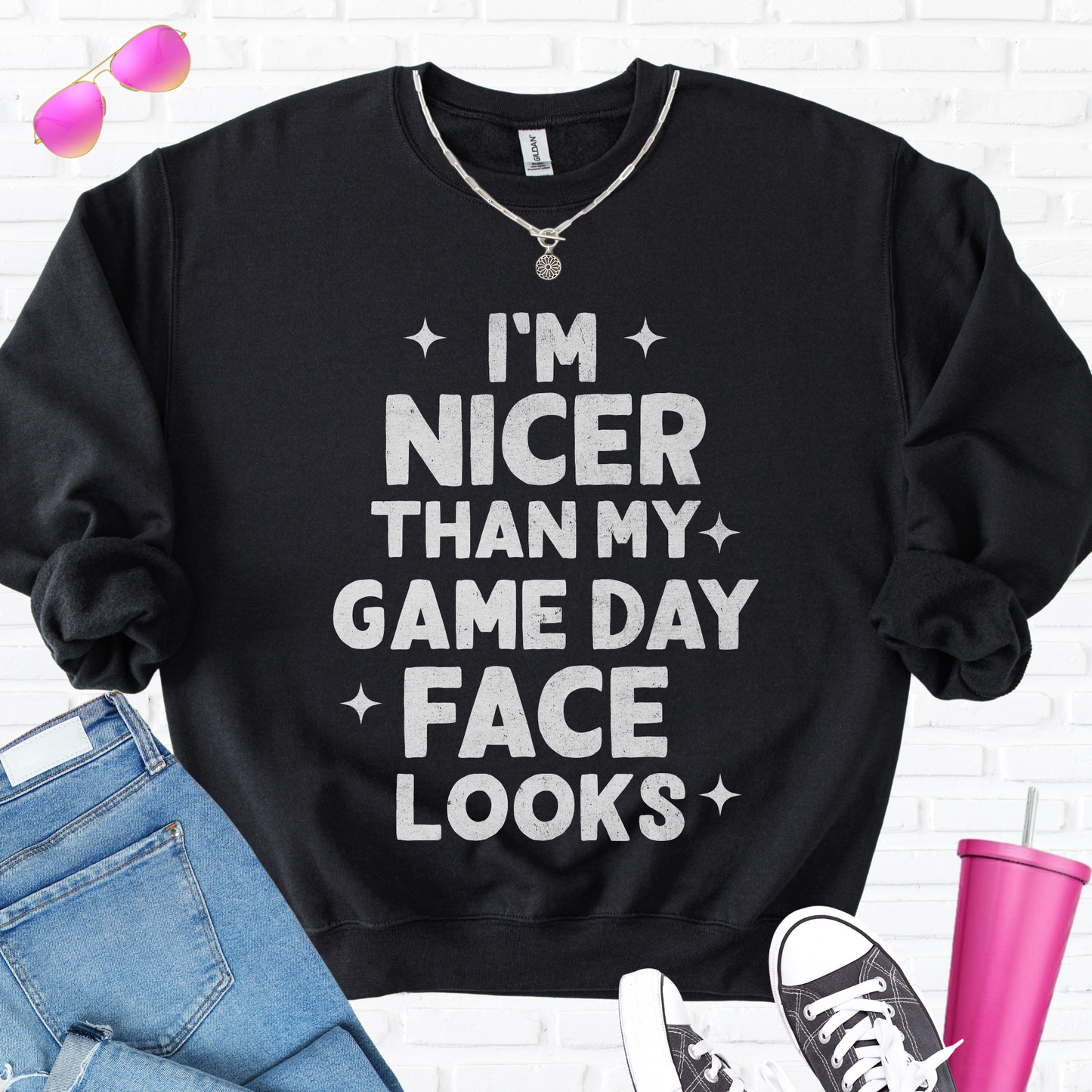 I'm Nicer Than My Game Day Face Crewneck