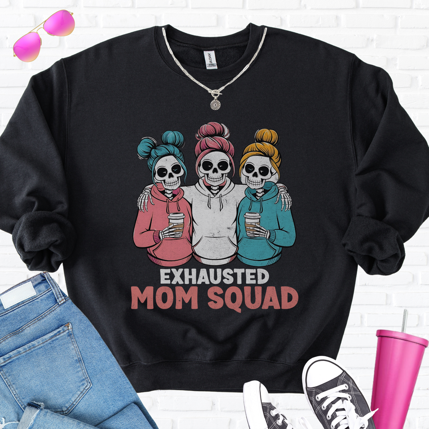 Exhausted Mom Squad Crewneck