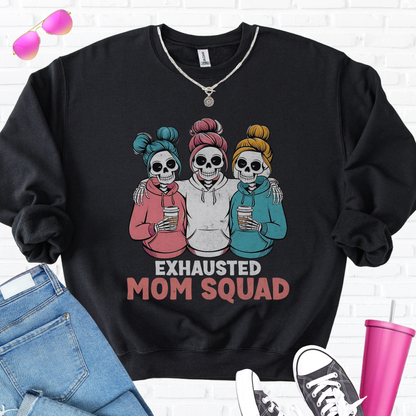 Exhausted Mom Squad Crewneck