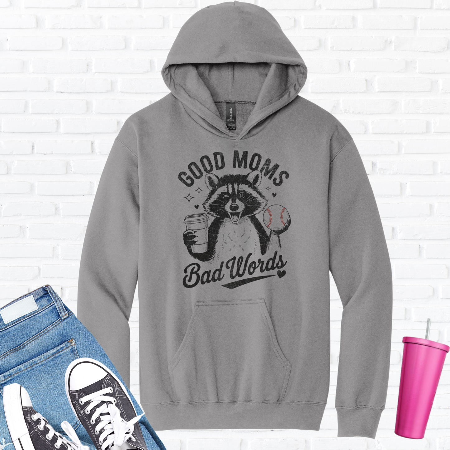 Good Mom Bad Words Baseball Hoodie