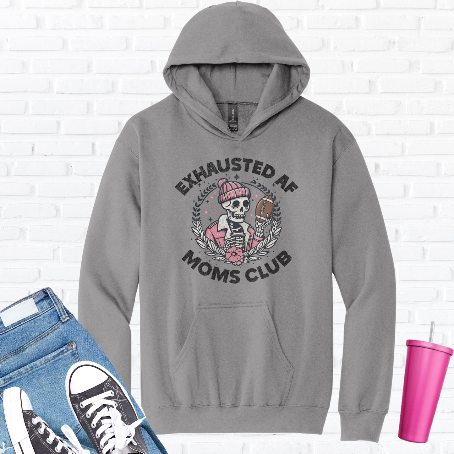 Exhausted AF Football Moms Club Hoodie