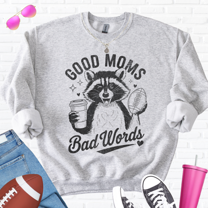 Good Moms Bad Words Football Crewneck