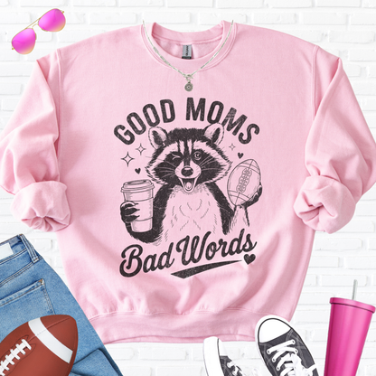 Good Moms Bad Words Football Crewneck