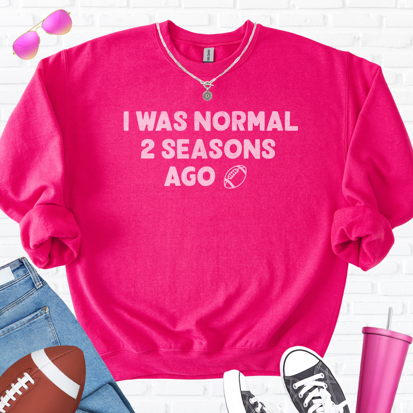 I Was Normal Football Crewneck