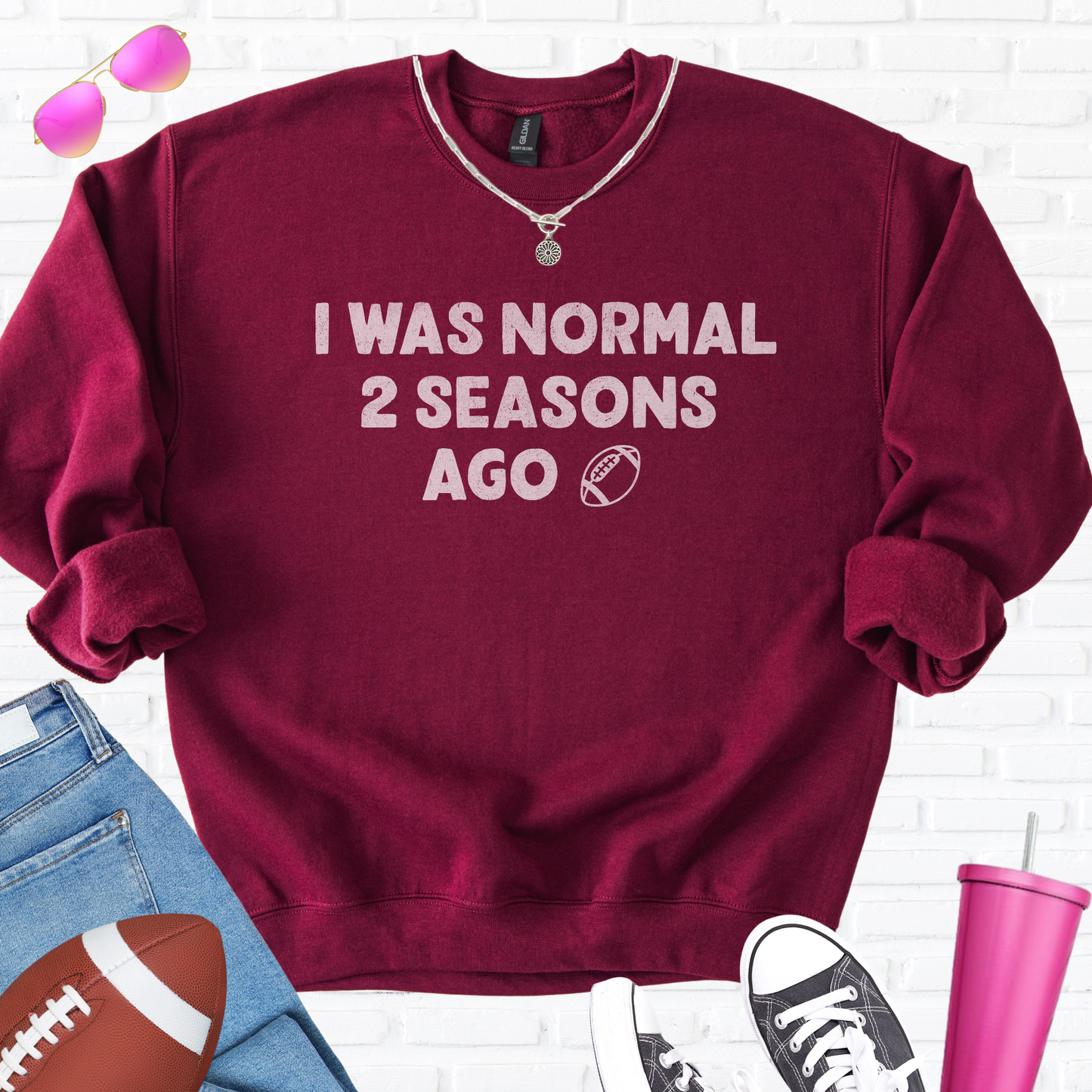 I Was Normal Football Crewneck