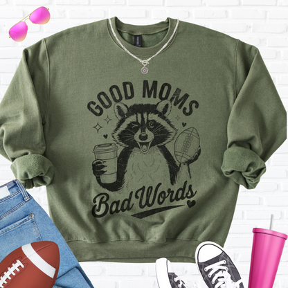 Good Moms Bad Words Football Crewneck