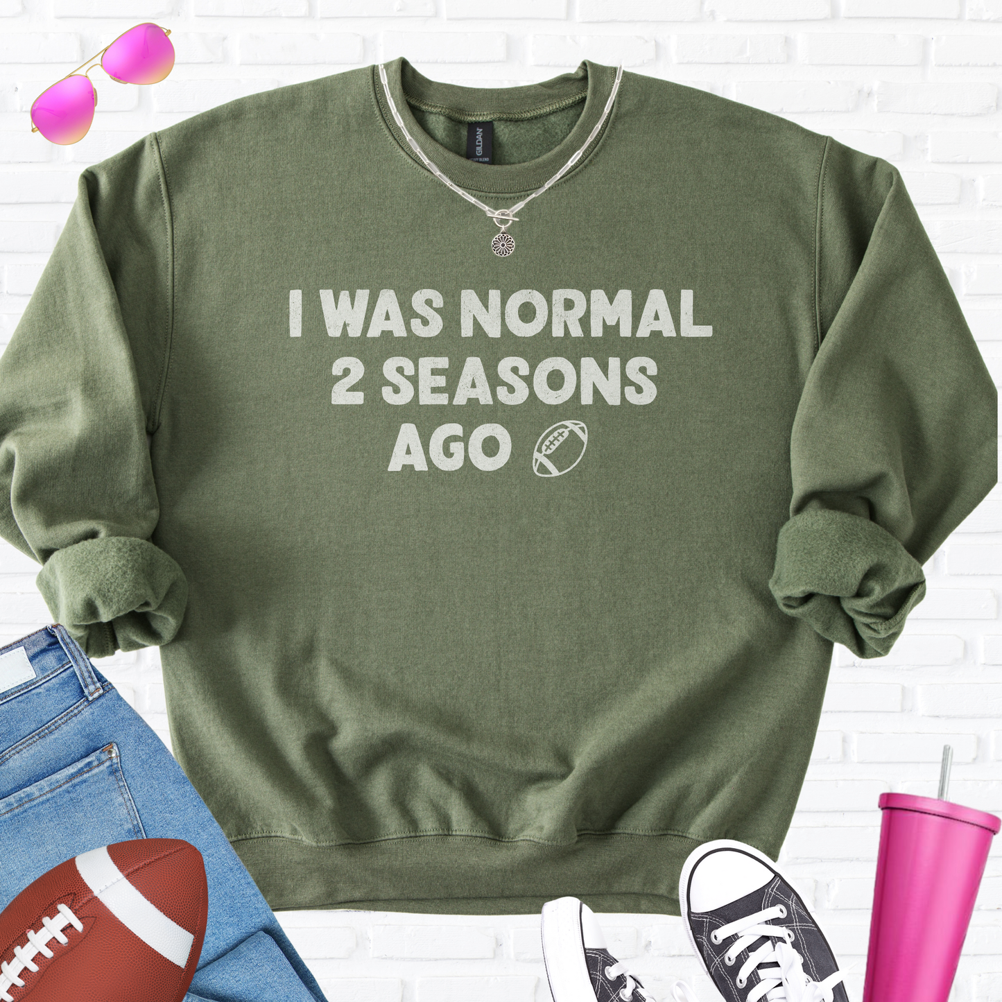 I Was Normal Football Crewneck