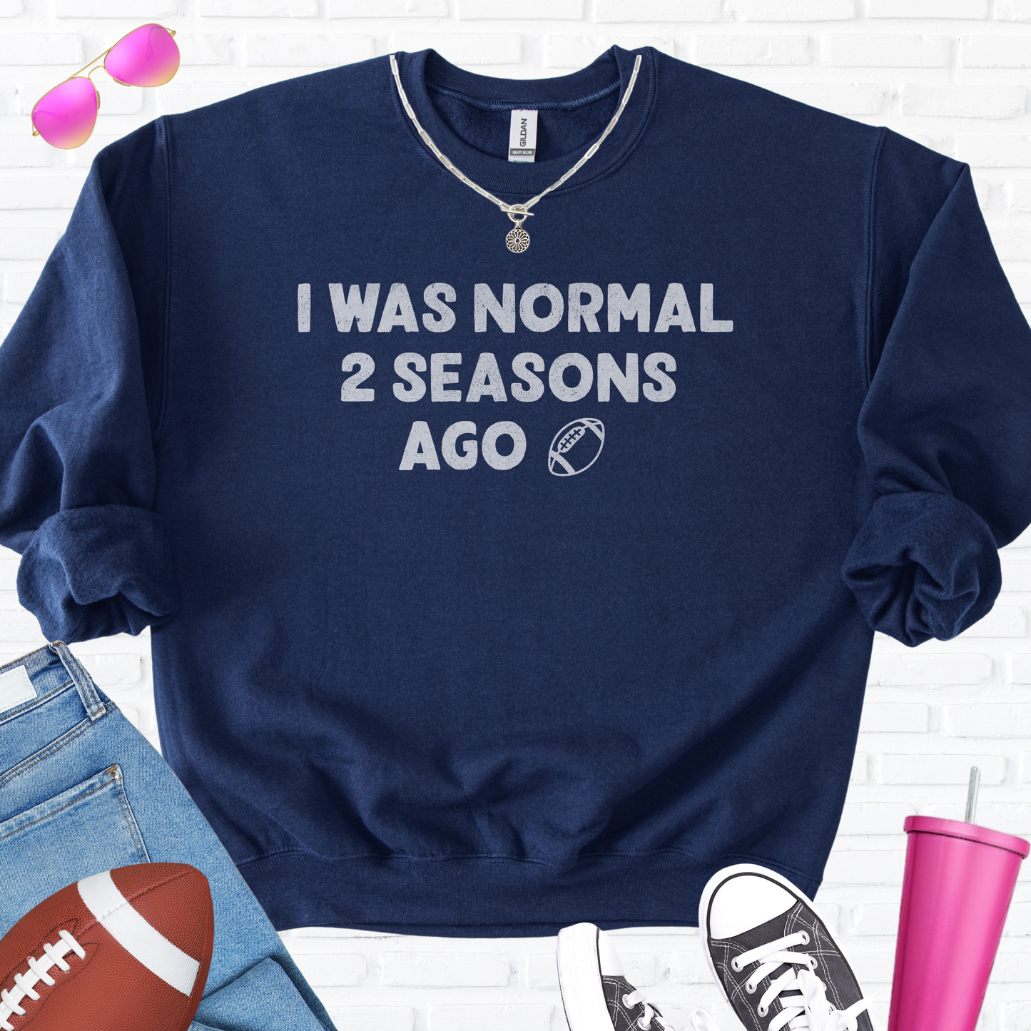 I Was Normal Football Crewneck