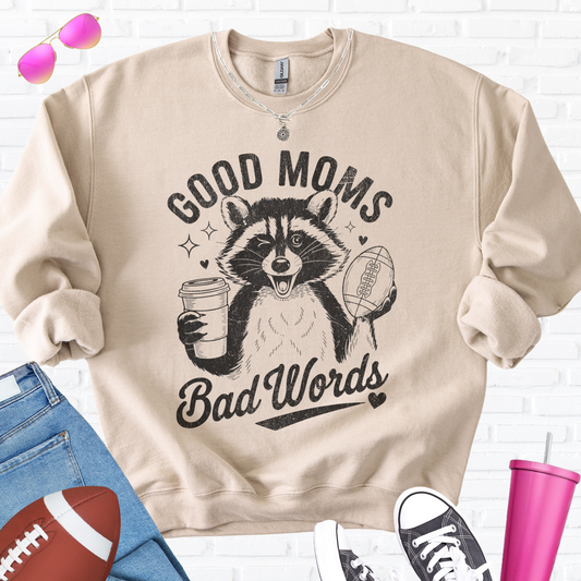Good Moms Bad Words Football Crewneck