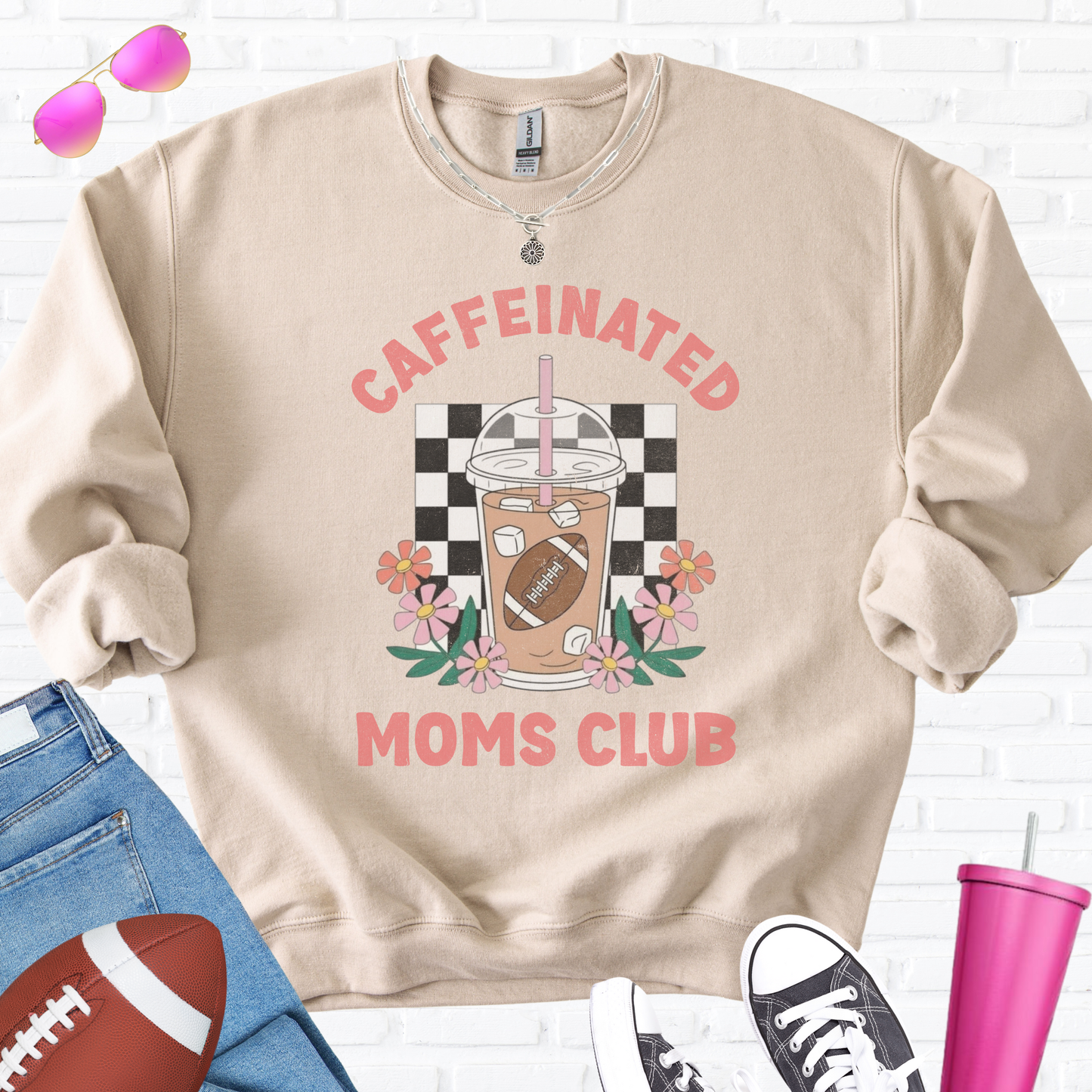 Caffeinated Moms Football Club Crewneck