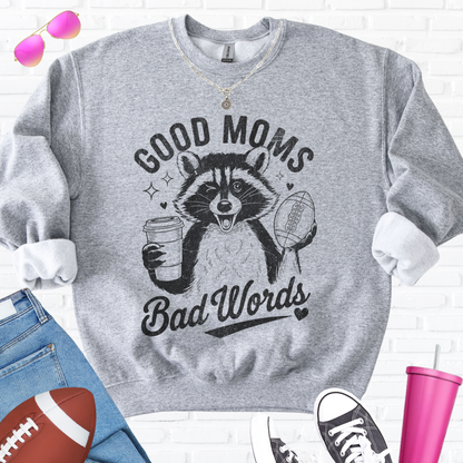 Good Moms Bad Words Football Crewneck