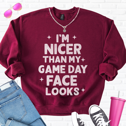 I'm Nicer Than My Game Day Face Crewneck