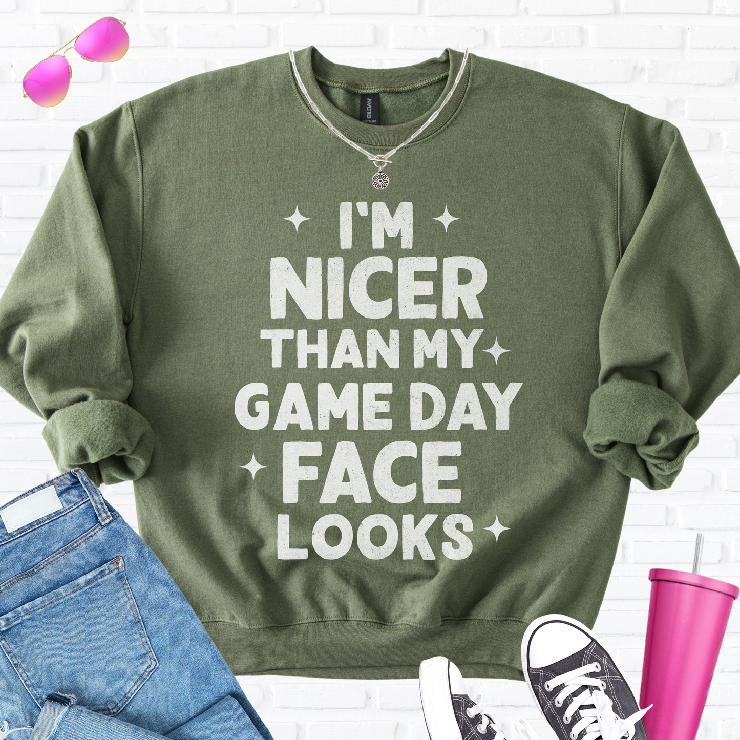 I'm Nicer Than My Game Day Face Crewneck