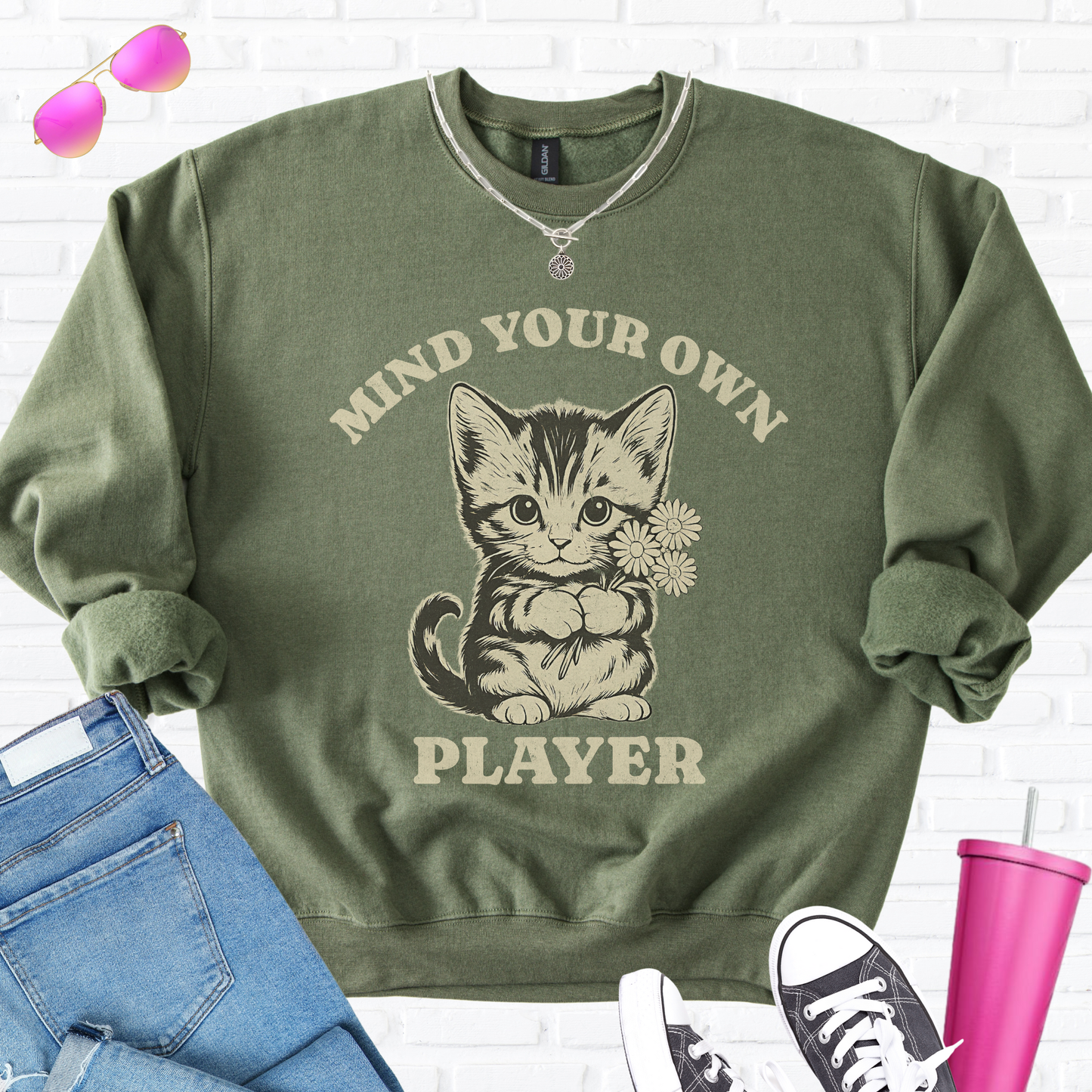 Mind Your Own Player Kitten Crewneck