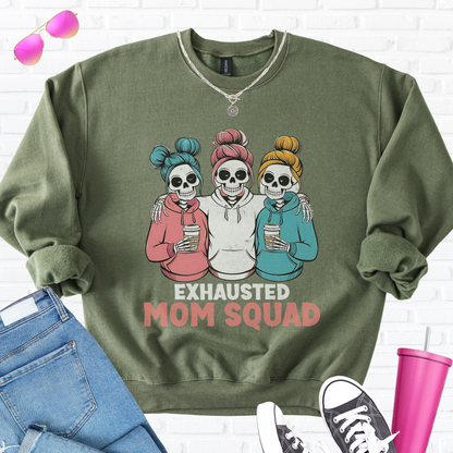 Exhausted Mom Squad Crewneck