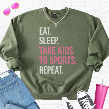 Eat Sleep Take Kids To Sports Crewneck