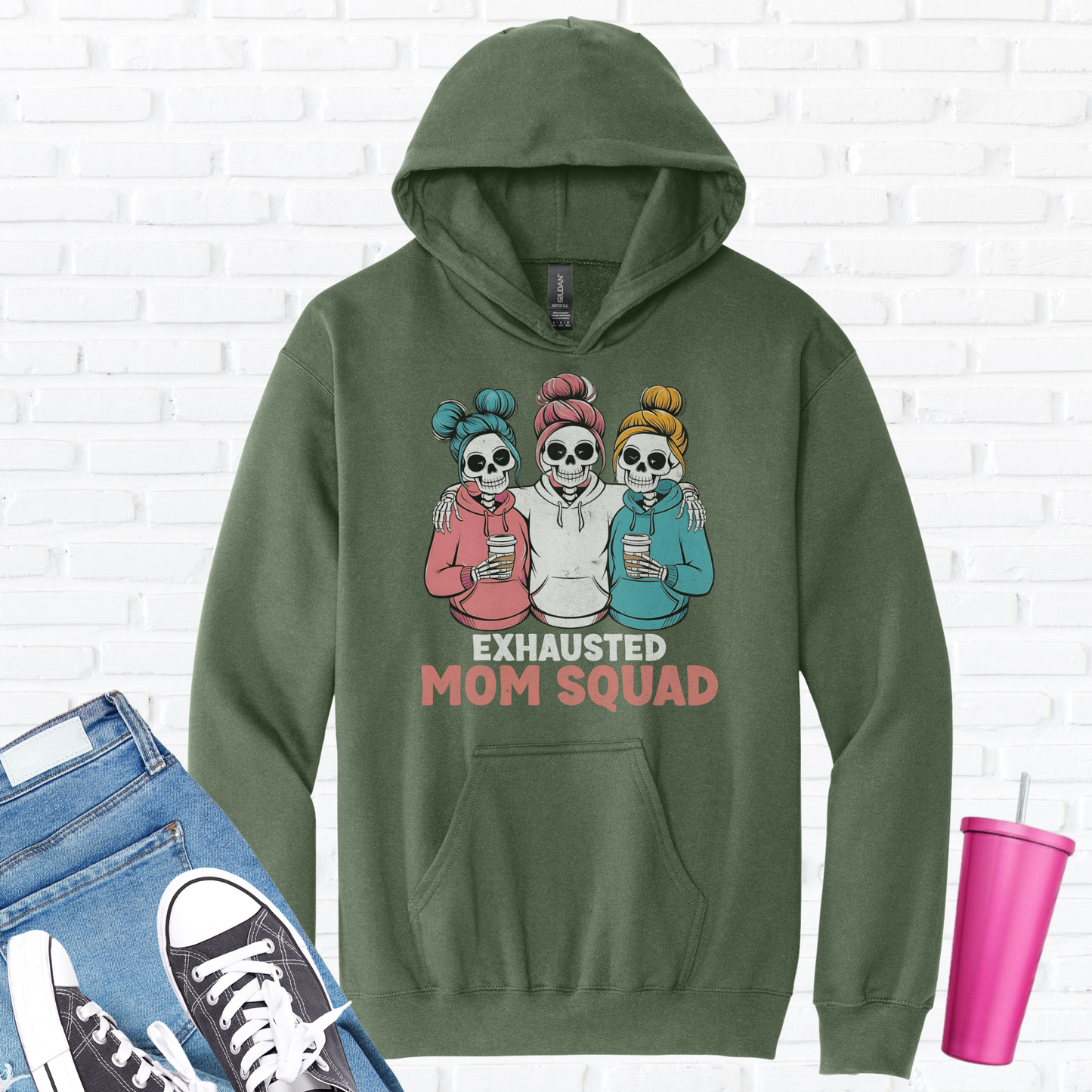 Exhausted Mom Squad Hoodie