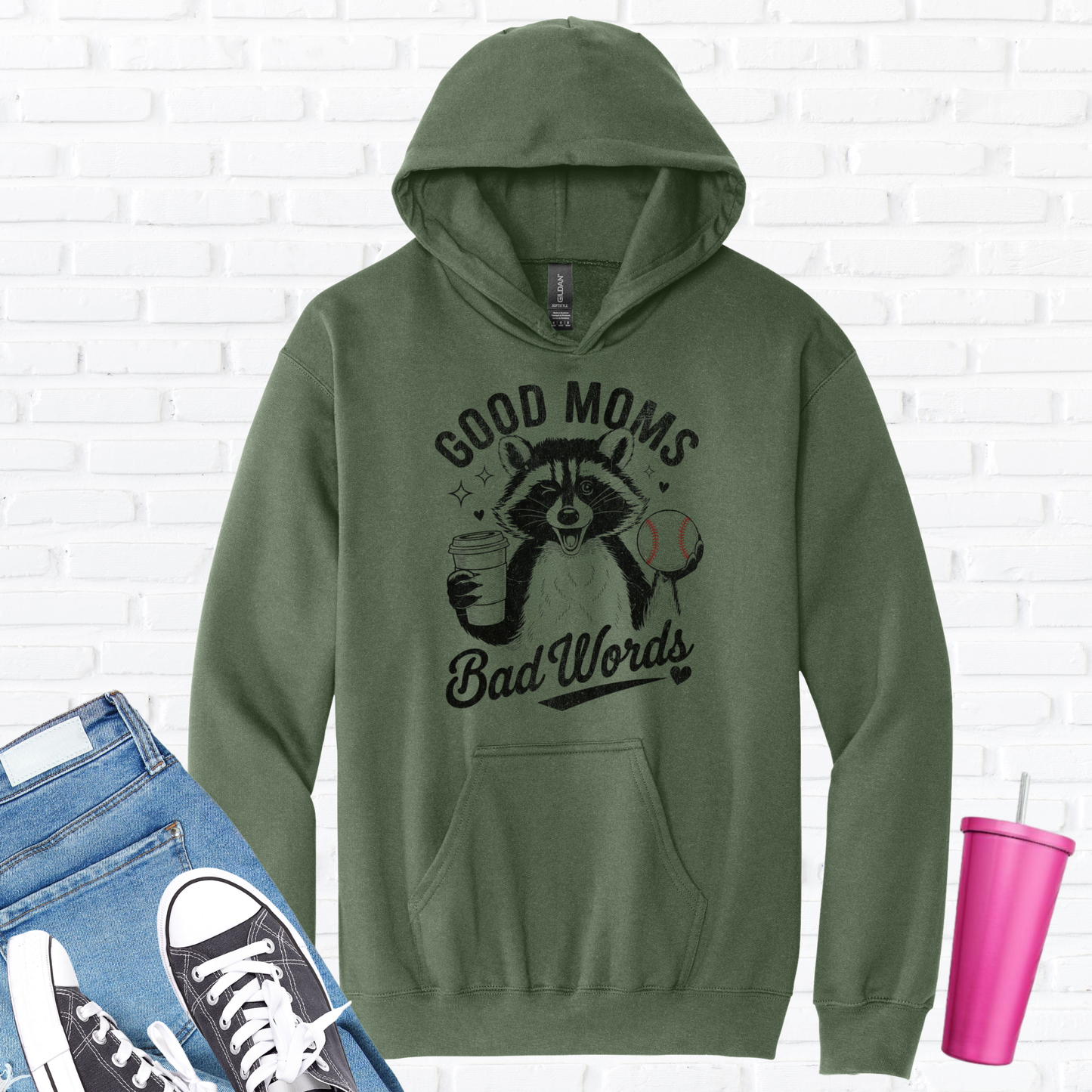 Good Mom Bad Words Baseball Hoodie