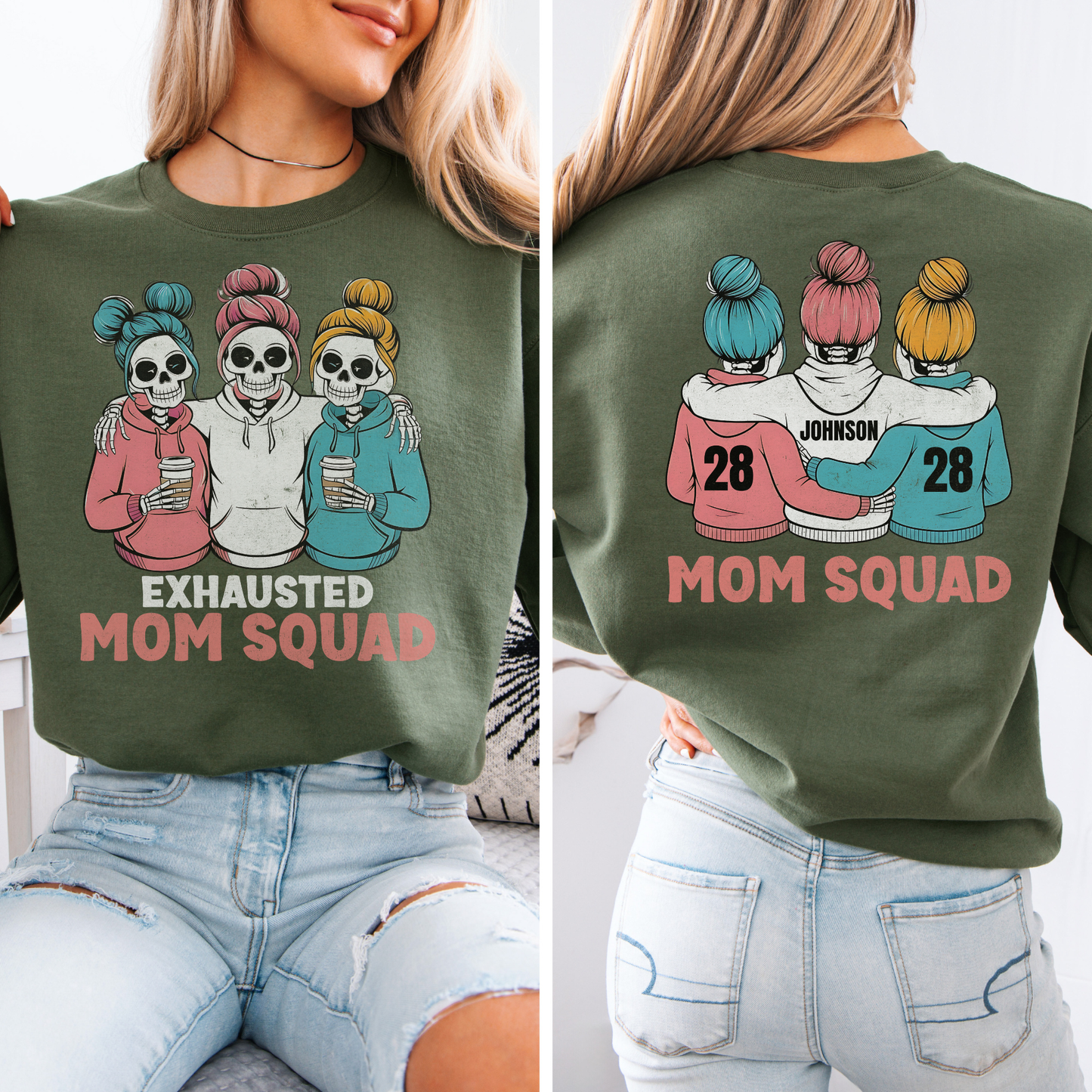Exhausted Mom Squad Crewneck