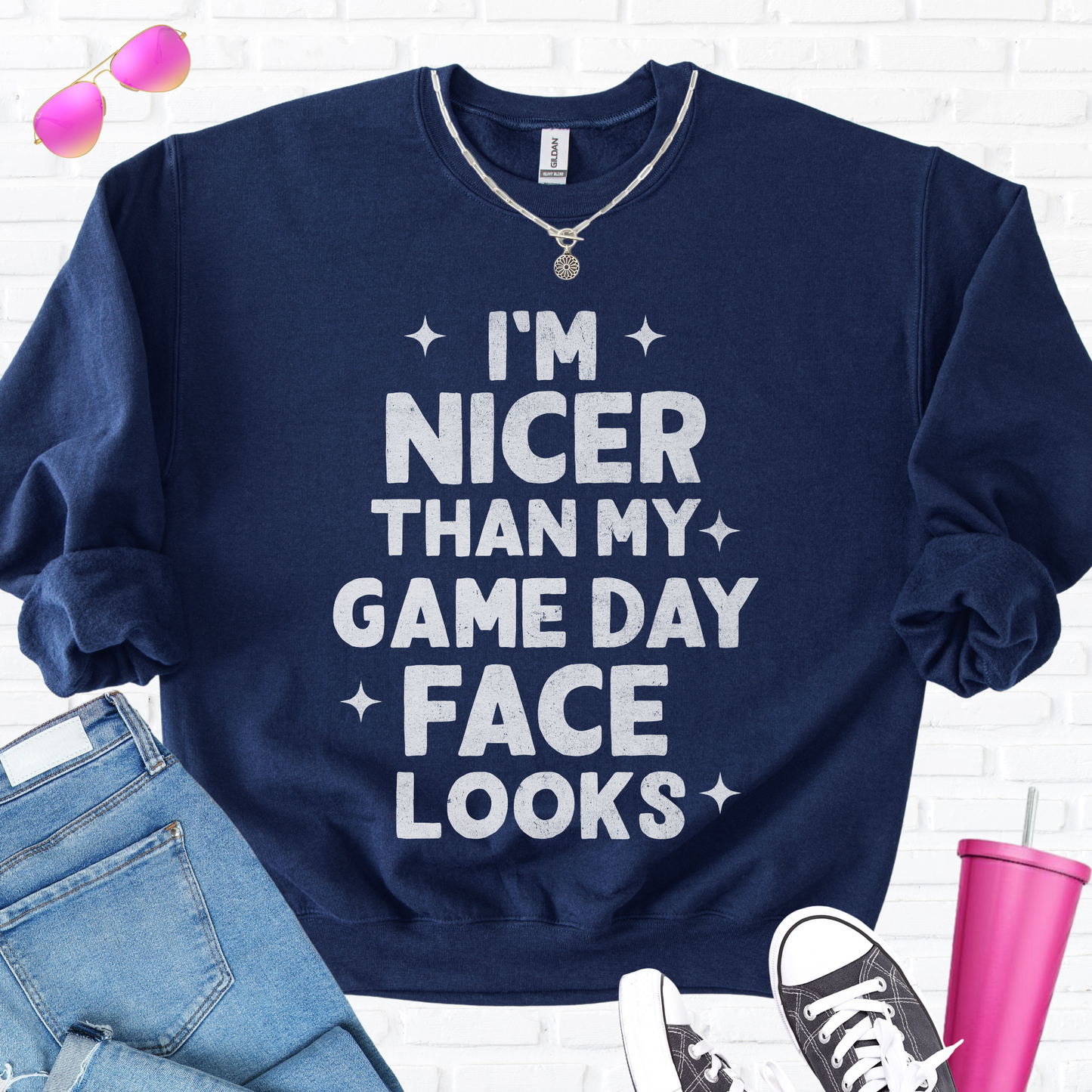 I'm Nicer Than My Game Day Face Crewneck