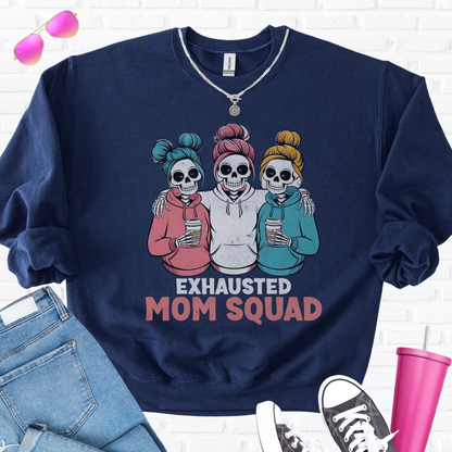 Exhausted Mom Squad Crewneck