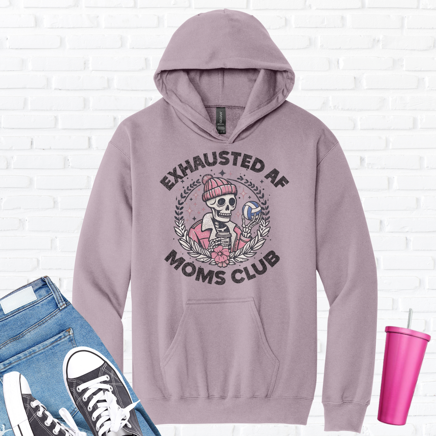 Exhausted AF Volleyball Moms Club Hoodie