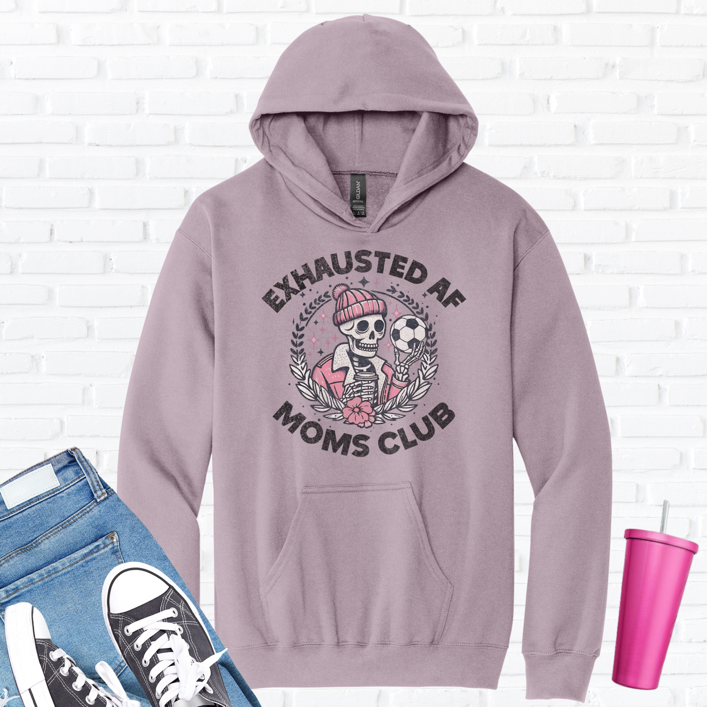 Exhausted AF Soccer Moms Club Hoodie