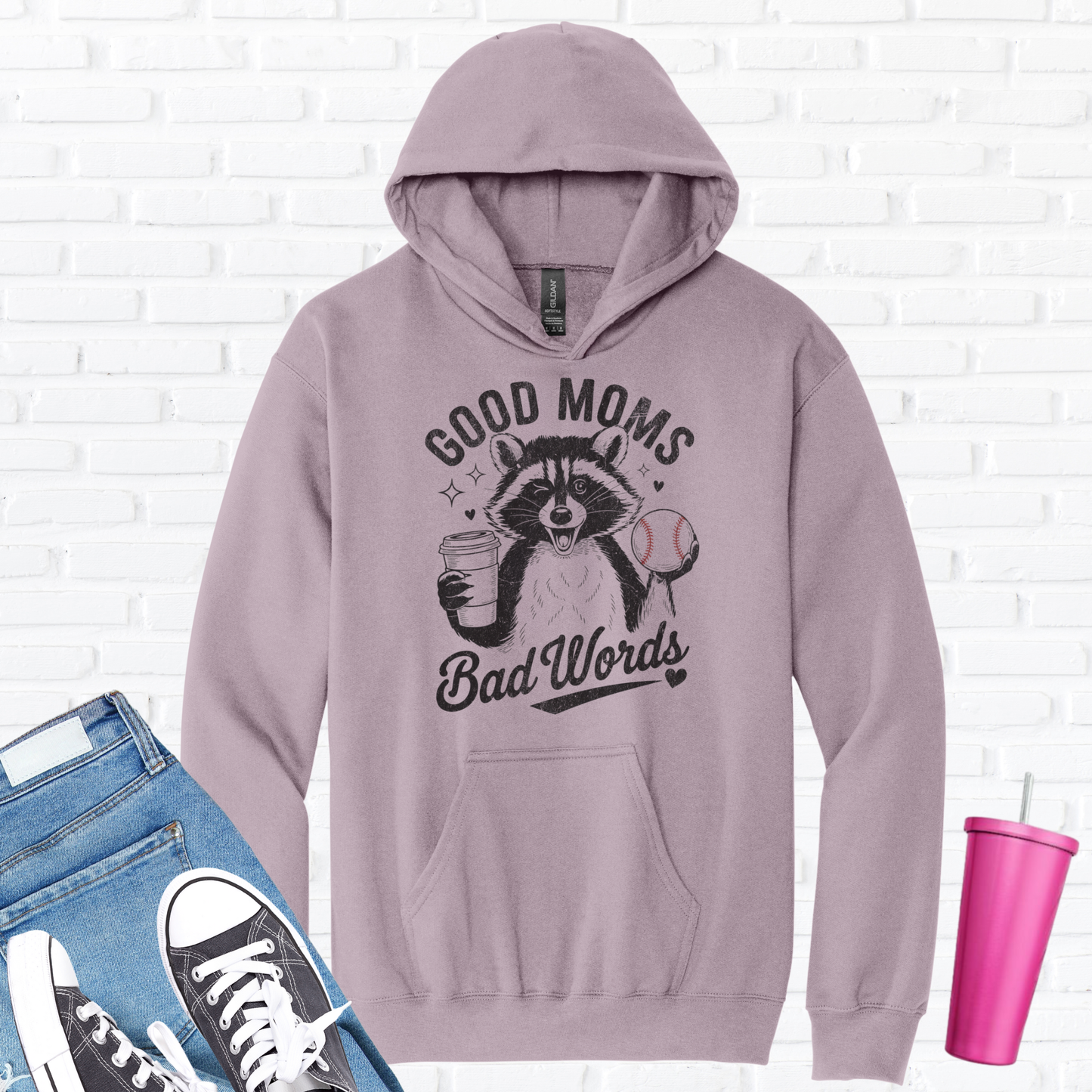 Good Mom Bad Words Baseball Hoodie